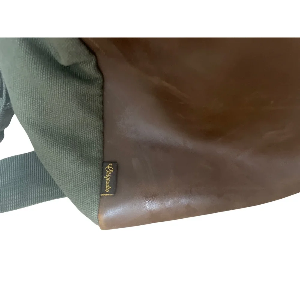 Origaudio South Texas Region Duffel Bag‎ Brown Faux Leather Green Canvas Travel